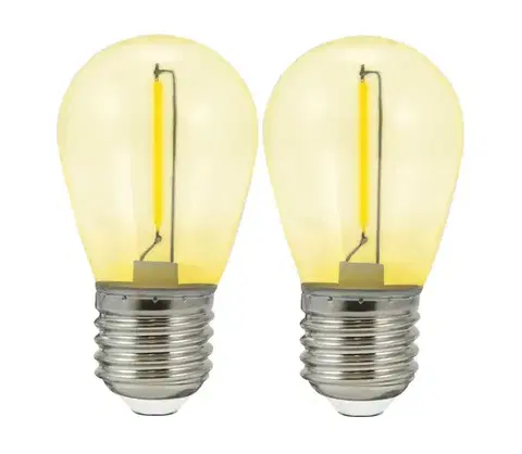 LED osvetlenie  SADA 2x LED Žiarovka PARTY E27/0,3W/36V žltá 322197