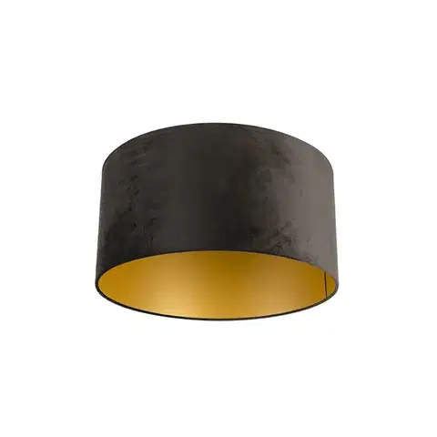 Tienidlo na lampu Zamatové tienidlo čierne 50/50/25 so zlatým interiérom