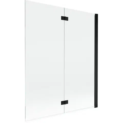 Sprchové dvere MEXEN - MIST vaňová zástena 140x150 cm 6mm 2-s, čierna, číra, pravá 8A9-140-002-70-00-P