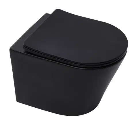 Záchody Wc závesné SAT Infinitio vrátane dosky softclose, čierna mat, zadný odpad SATINF010RREXPBKM SATINF010RREXPBKM
