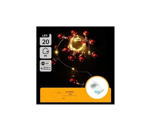 Vianočné dekorácie  B.V.  - LED  reťaz 20xLED/3xAA 2m teplá biela B103033XN