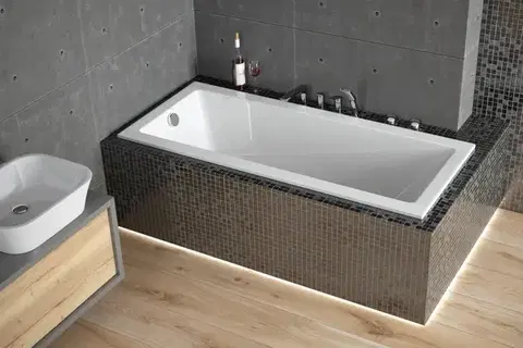 Vane BESCO - Obdĺžniková vaňa MODERN SLIM - Nožičky k vani - S nožičkami, Rozmer vane - 170 × 70 cm VANMOD17SLIM + OLVPINOZ