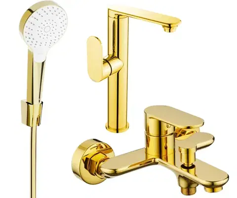Kúpeľňové batérie MEXEN/S - Milo R05 Set umývadlovej a vaňovej batérie s príslušenstvom, zlato 713153R05-50