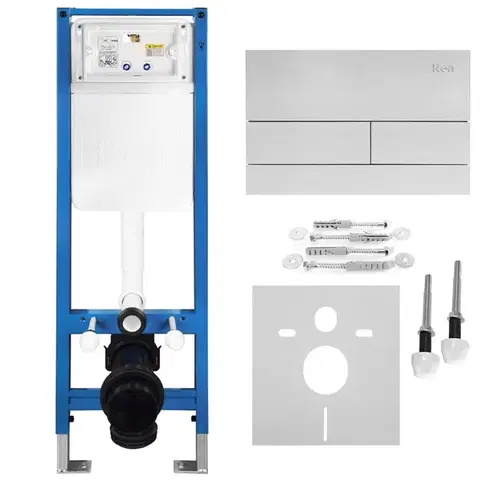 Záchody REA - Podomietkový Inštalačný Set Slim 024N pre WC s Tlačidlom T Brush Steel KPL-E1057