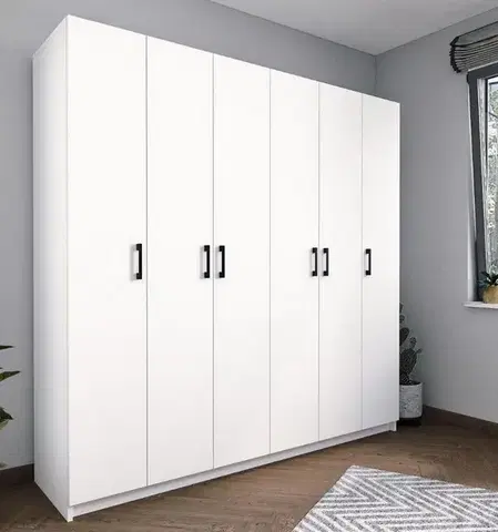 Šatníkové skrine CLASSIE 6 dverová šatníková skriňa, biela