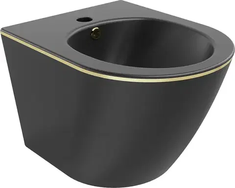 Doplnky do kúpeľne MEXEN - Lena bidet závesný, čierna mat/zlatá linka 35224875