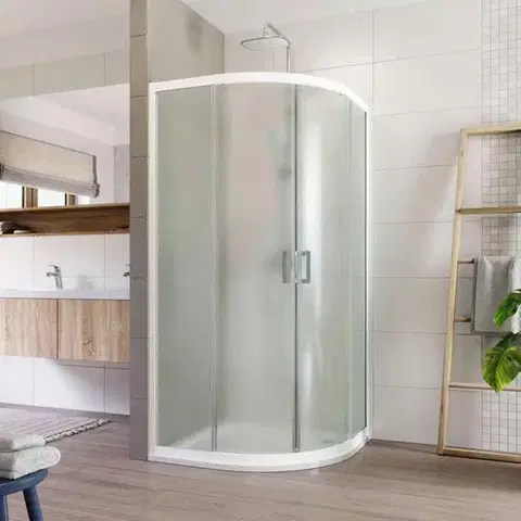 Sprchovacie kúty Mereo Sprchovací kút, Lima, štvrťkruh, R 550, zasúvací, 90x90 cm, biely ALU, sklo Point CK608B02K