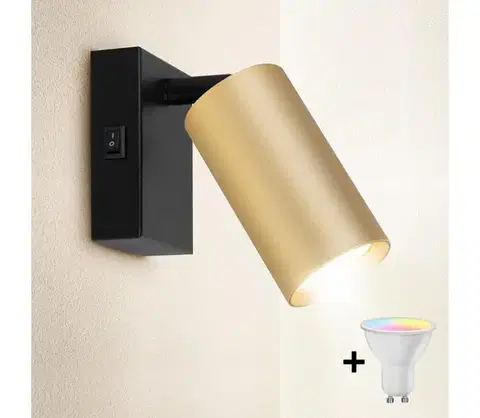 Svietidlá BRILAGI -LED stmievateľné nástenné bodové svietidlo SELE 1xGU10/4,8W/230V čierna/zlatá BG1375+AI2382