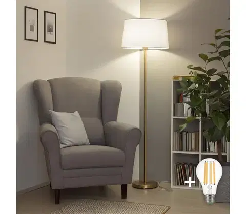 Lampy BRILAGI - LED stojacia lampa CERIA 1xE27/20W/230V pr. 45 cm biela/zlatá SA2189+EG781041