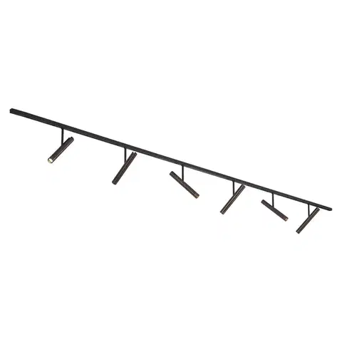 Koľajnicové svetelné systémy Moderný koľajnicový systém čierny so 6 tmavými bronzovými reflektormi 1-fázový - Slimline Avery