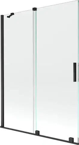 Sprchové dvere MEXEN/S - Velar Dvojkrídlová posuvná vaňová zástena 130 x 150, transparent, čierna 896-130-000-01-70