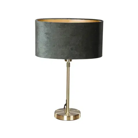 Stolné lampy Stolová lampa zlatá s oválnym zamatovým tienidlom zelená 35 cm - Parte