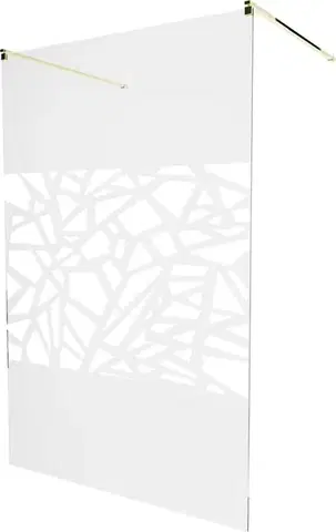 Sprchové dvere MEXEN/S - KIOTO samostatne stojaca sprchová zástena 100 x 200, transparent/biela vzor 8 mm, zlatá 800-100-002-50-85