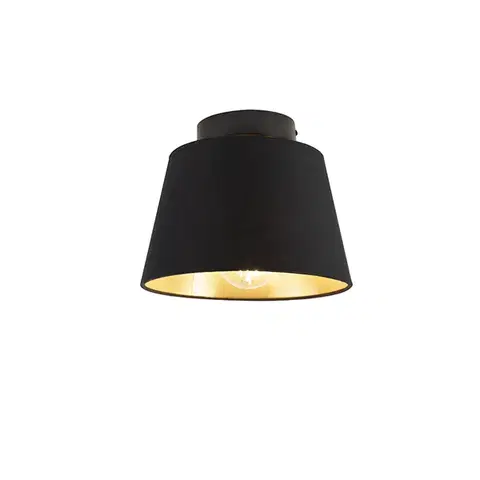 Stropné osvetlenie Stropné svietidlo s bavlneným tienidlom čierne so zlatom 20 cm - Combi Black