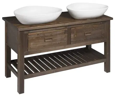 Kúpeľňový nábytok SAPHO - BRAND umývadlová skrinka 130x73x50cm, morený smrek BA131S