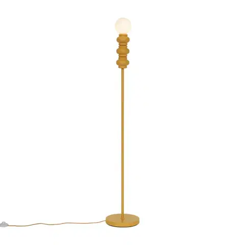 Stojace lampy Retro stojacia lampa horčicovo žltá s matným sklom - Fedde