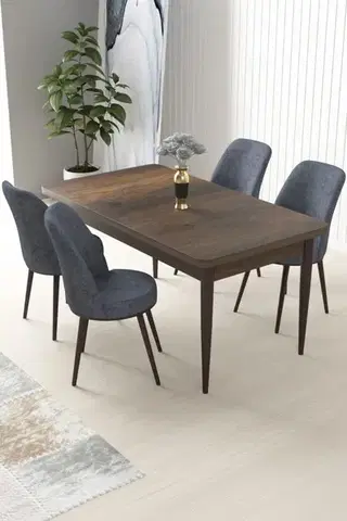 Jedálenské sety Dining Table & Chairs Set (5 Pieces) Nil - Baroque, Fume