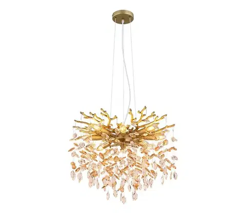 Svietidlá Globo 64138H1G - Závesný luster QUEENA na lanku 8xE14/40W/230V zlatý 64138H1G