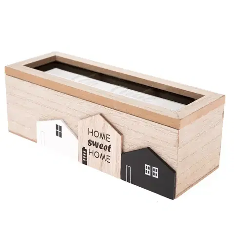 Príslušenstvo pre prípravu čaju a kávy Drevený box na čajové vrecká Home town, 23 x 8 x 8 cm