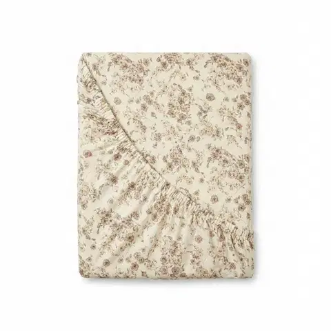 Plachty Kvalitex Bavlnené napínacie prestieradlo Kvítíbéžové, 80 x 200 cm, 80 x 200 cm