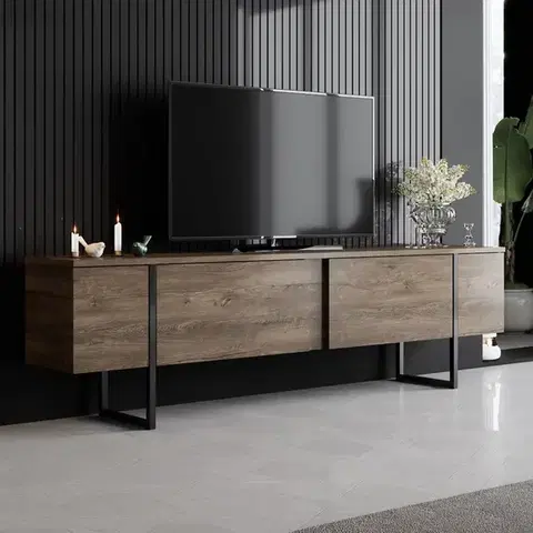 TV stolíky TV stolík Luxe - Walnut, Black