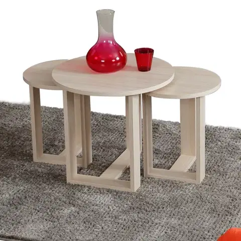 Konferenčné stolíky Sada odkladacích stolíkov (3 kusy) Mira - Oak