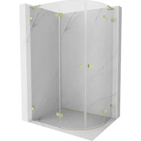 Sprchovacie kúty MEXEN/S - Lunar L sprchový kút štvrťkruh krídlový ľavá 100 x 90, transparent, zlato kartáčovaná 833L-100L-090P-55-00