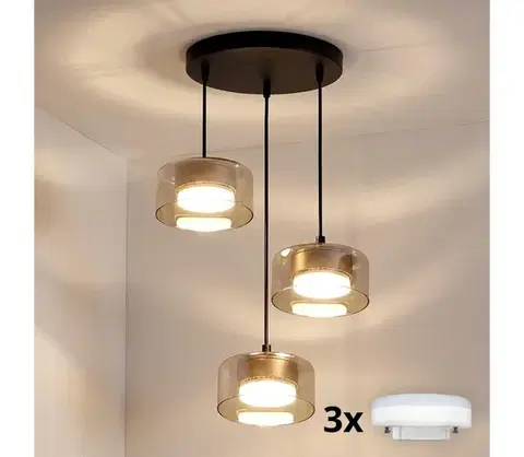 Svietidlá BRILAGI - LED RGB stmievateľný luster AURA LUX 3xGX53/14W/230V Wi-Fi Tuya čierna/zlatá BG3462+3xIM1490