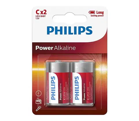 Predlžovacie káble Philips LR14P2B/10 - 2 ks Alkalická batéria C POWER ALKALINE 1,5V 7200mAh Phil-LR14P2B/10