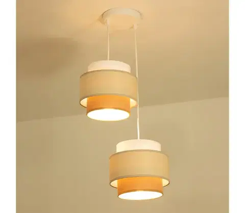 Svietidlá BRILAGI - Závesné svietidlo na lanku RESNA 2xE27/60W/230V pr. 30 cm krémová/béžová H0397