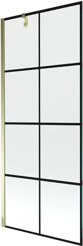 Sprchové dvere MEXEN/S - Next vaňová zástena FIX 80x150, čierny dekor, zlato 895-080-000-00-77-50