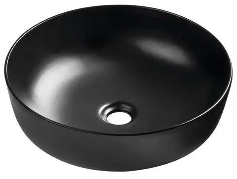 Umývadlá SAPHO - RONDEA keramické umývadlo na dosku priemer 41cm, čierna mat AR445B