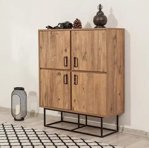 Komody a skrinky HEAVEN komoda na nožičkách, borovica/čierna