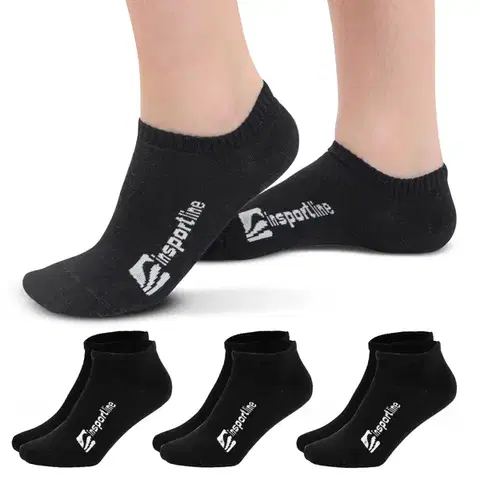 Pánske ponožky Bambusové členkové ponožky inSPORTline Silvatic Ankle AG+ antibakteriálne - 3 páry čierna - 35-38
