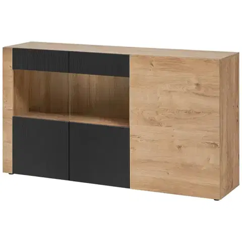 Komody do spálne Komoda Aron Rzs Ar Sb Dub Ribbeck/Čierna