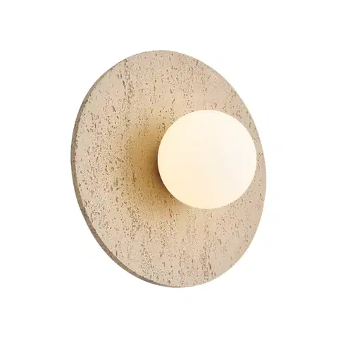 Nástenné osvetlenie Nástenná lampa Japandi okrúhla z prírodného kameňa s opálovým sklom - Josie