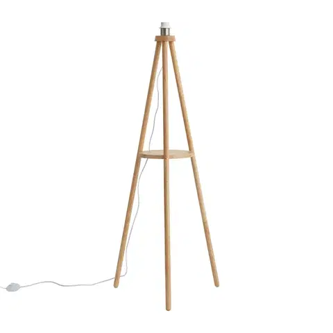 Stojace lampy Škandinávska stojacia lampa s trojnožkou drevená - Lou