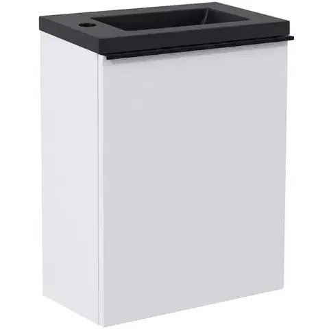 Kúpeľňový nábytok CERANO - Umývadlová skrinka pre WC Zola - biela matná + umývadlo z lit. mramoru - čierna matná - 40x55x23,5 CER-999995
