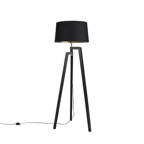Stojace lampy Inteligentná stojaca lampa s tienidlom čierna so zlatom 50 cm vrátane WiFi A60 - Puros
