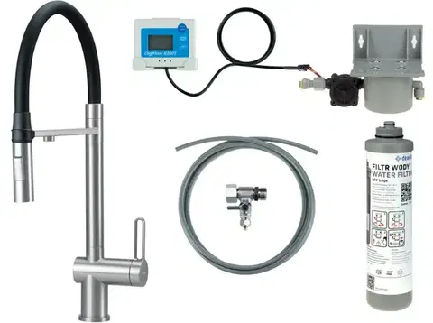 Kúpeľňové batérie DEANTE - Magnetic batéria kuchynská oceľ, so sadou na filtráciu vody, s elastickou hubicou; BRMFF75M