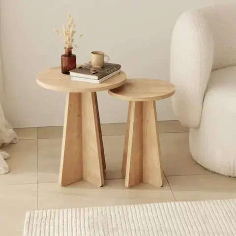 Konferenčné stolíky Sada odkladacích stolíkov (2 kusy) Mushroom - Sapphire Oak