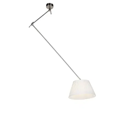 Závesné svietidlá Osvetlenie na záves s pleteným tienidlom krémovej farby 35 cm - Blitz
