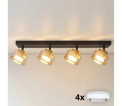 Svietidlá BRILAGI - LED RGB stmievateľné bodové svietidlo AURA LUX 4xGX53/14W/230V Wi-Fi Tuya čierna/zlatá BG3454+4xIM1490