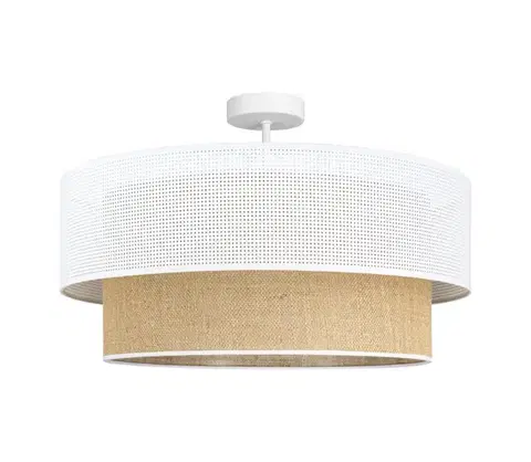 Svietidlá  Prisadený luster BORHO 1xE27/60W/230V pr. 50 cm biela/juta 0378