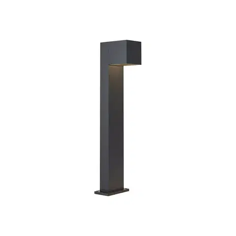 Zahradne stlpove lampy Vonkajšia lampa čierna 65 cm vrátane LED IP64 so tlmeným svetlom a solárnym panelom - Charlene