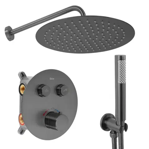 Sprchy a sprchové panely REA - Podomietková sprchová sada Lungo Titan + BOX REA-P6385