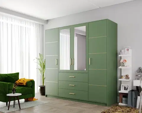 Šatníkové skrine ArtStol Šatníková skriňa BALI 2 D4 | zelená