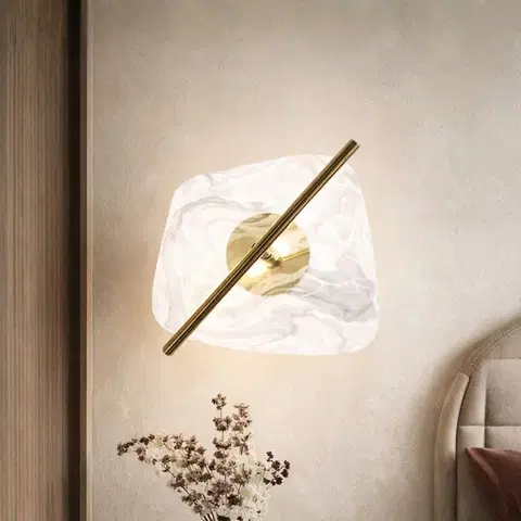 Nástenné svetlá RELAX lampa kinkiet mosiężny 5W LED 3000K klosz biały