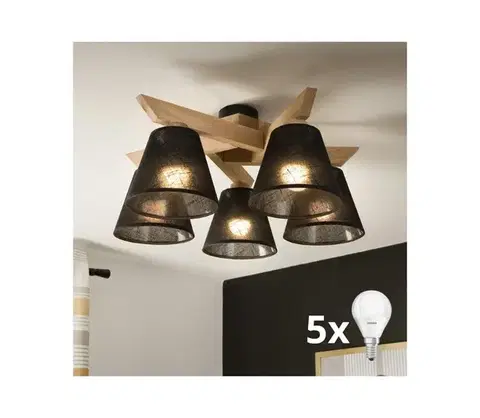 Svietidlá BRILAGI - LED  Prisadený luster ANTHONY 5xE14/40W/230V dub/čierna 8590828610779
