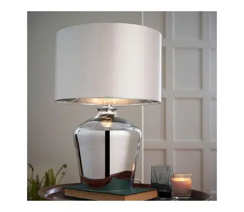 Lampy Endon 61198 - Stolná lampa WALDORF 1xE27/10W/230V lesklý chróm/biela 61198
